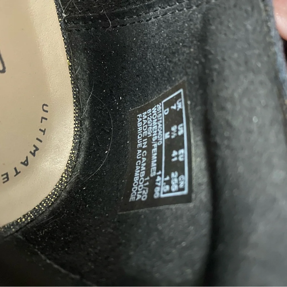 Clarks Black and Gold Wedge Shoes